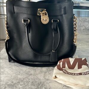Michael Kors Black Leather Tote Bag